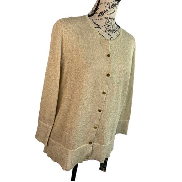Nue Options Women's Medium Sweater Button Down Gold Sequins Long Sleeve NEW - Picture 7 of 14